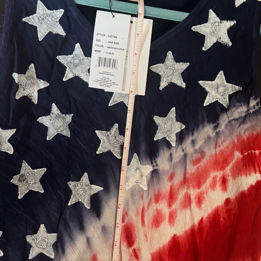 Exist Dress Women's One Size Boho Painted Stars USA 4th Of July Sleeveless NWT - Picture 8 of 9